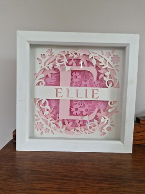 Personalisiertes Geschenk Name Schatten Box 8x8 Deko hübsch rosa blau lila Geschenk