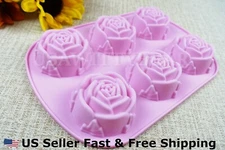 DIY 6 Cavity Rose Shaped Silicone Handmade Soap Mold for Soap Making US Seller