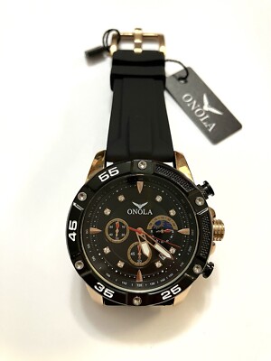 ONOLA(rose black) Fashion Casual Men's Watch Multi functional Fluorescent Tape