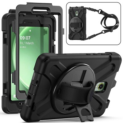 Samsung Galaxy Tab Active 5 Hülle Silikon Hybrid Tasche Gurt + Halterung Schwarz