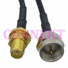 RP-SMA female nut to F TV male straight crimp RG174 cable jumper pigtail 15cm
