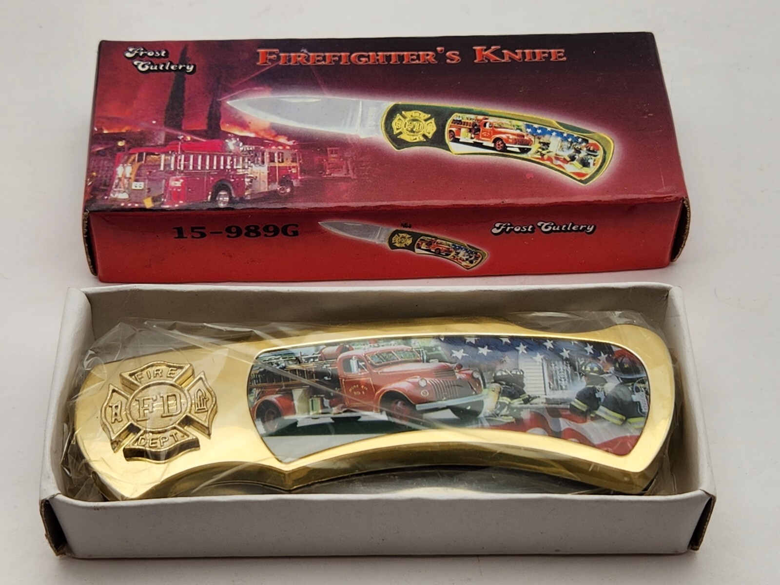 Frost Cutlery 15-989G FIREFIGHTERS KNIFE STAINLESS STEEL BLADE