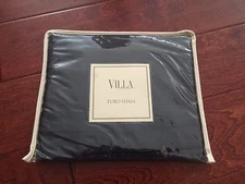 Noble Excellence Villa EURO SHAM 100% Belgian Linen QUILTED Navy LUXURY NWT