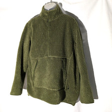 Nike Yoga Olive Green Sherpa Fleece Pullover Therma Fit, Loose Fit Jacket Medium