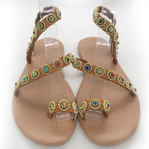 Sandali donna tacco piatto moda sandali con perline infradito estivi scarpe da spiaggia - Foto 8 di 25