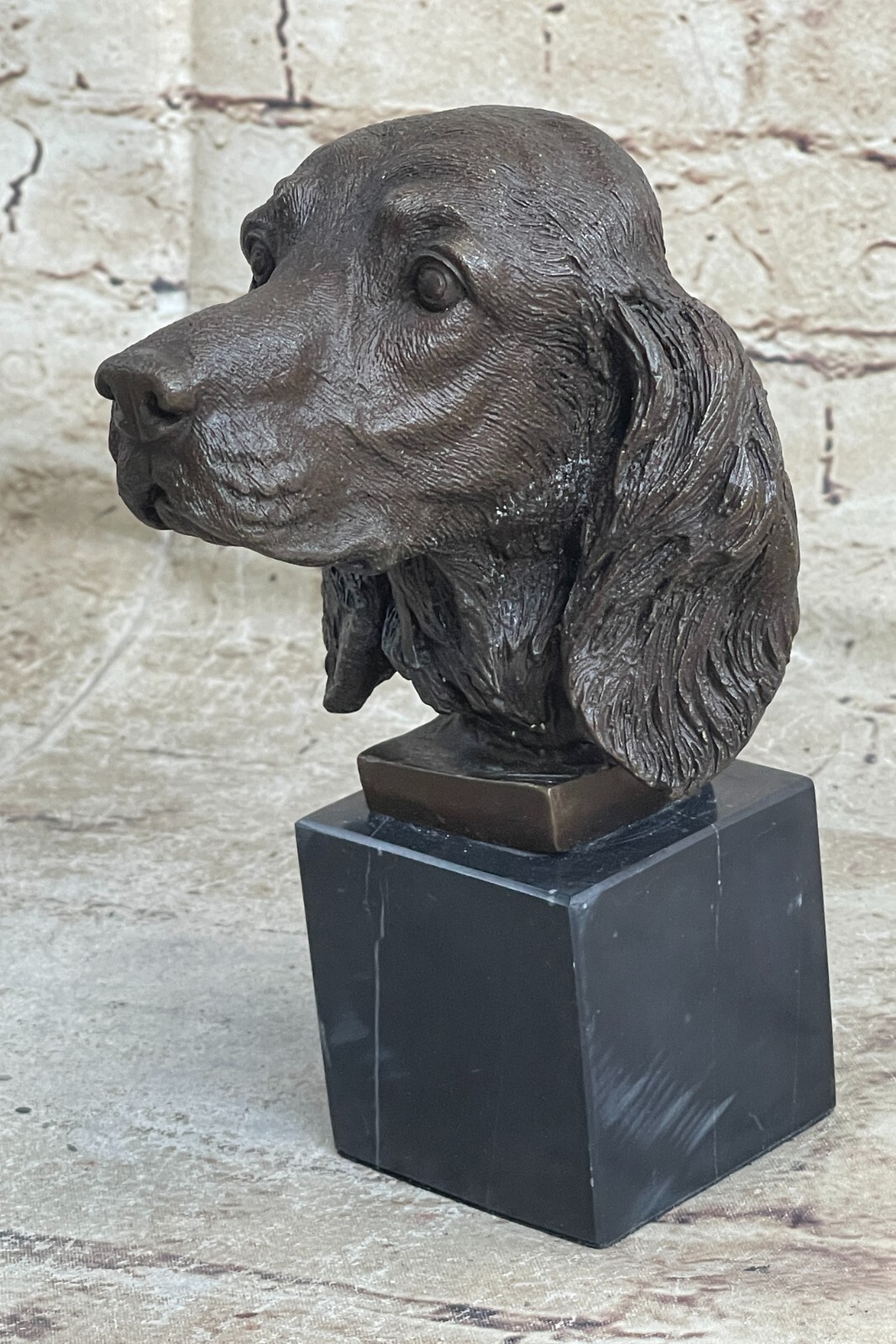 Inglés Cocker Agua Spaniel Estatua Bronce Mármol Perro Estatua Criador Regalo