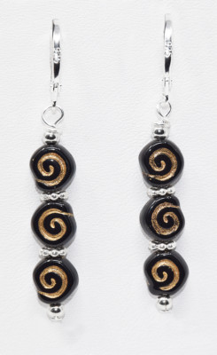 B&B Collection - Handmade/Handpainted Glass W/Sterling Silver Leverback Earrings