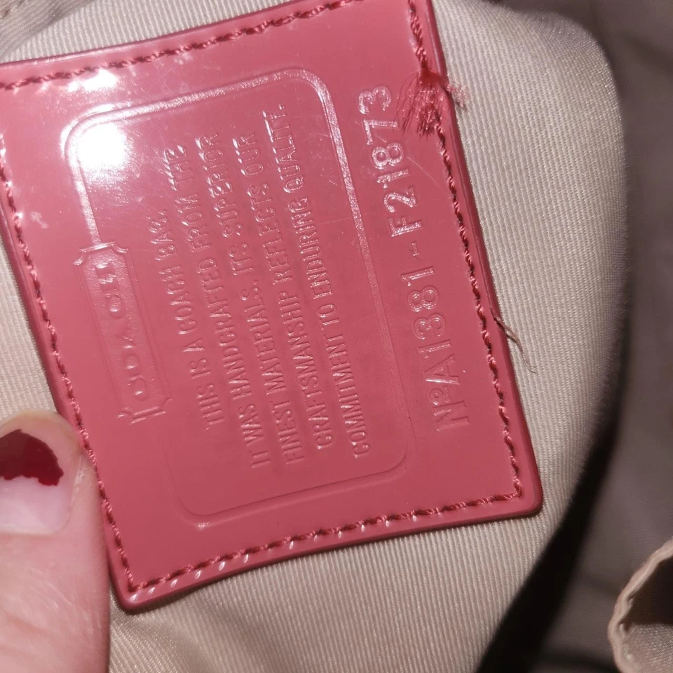 Bolso de Hombro Hobo Convertible a Rayas Coach Signature Cartera Passion Berry F21873 Foto 3 de 4