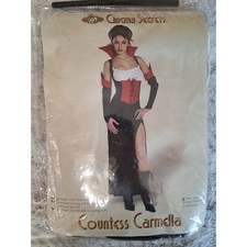 Cinema Secrets Countess Carmella Vampire Black Red Velour Dress Costume Size S