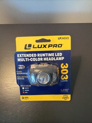 LUXPRO LP345V2 Headlamp 303 Lumens With Multi-Color Flood Lights 6 Modes