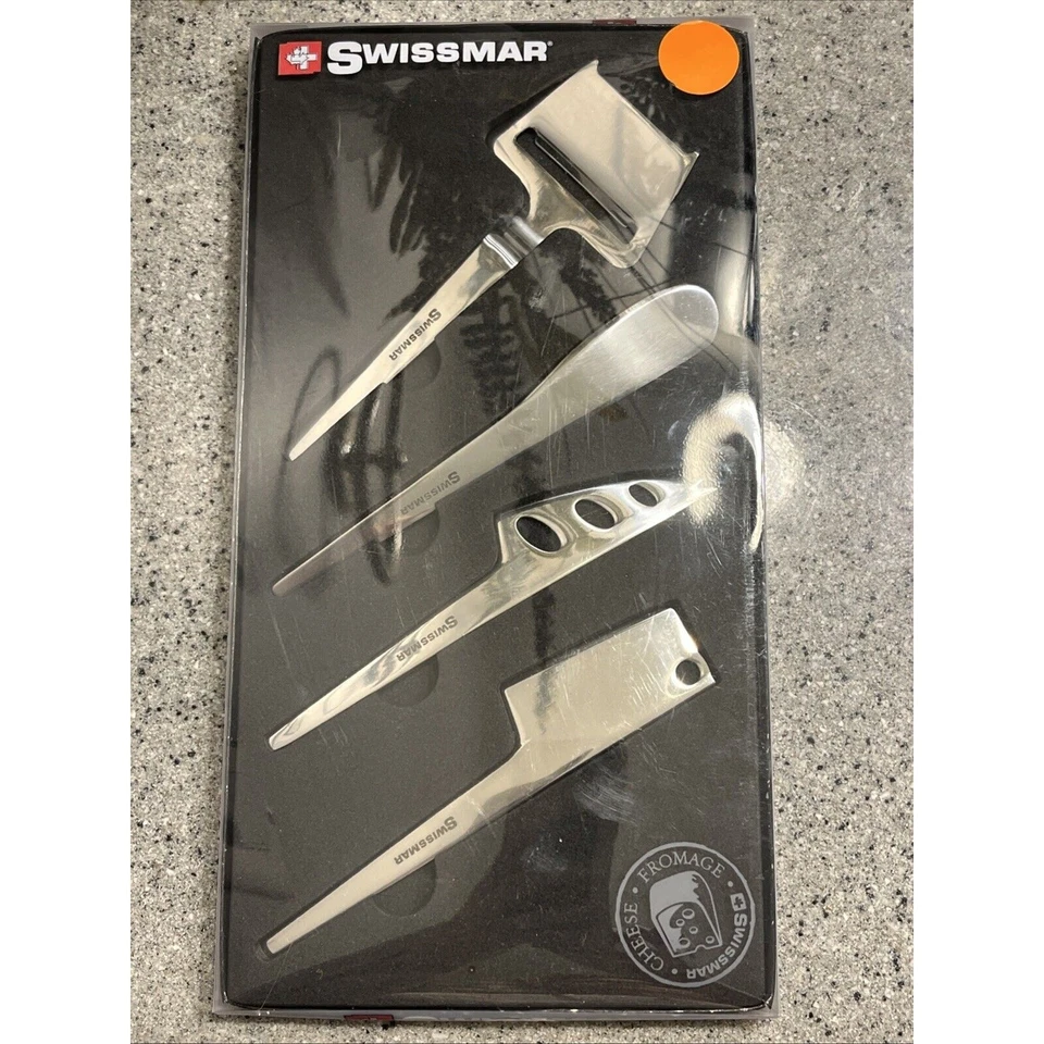 Swissmar Juego de 4 Cuchillos/Esparcidores/Cuchillas de Queso Delgados Pulidos de Acero Inoxidable Nuevo Foto 3 de 4
