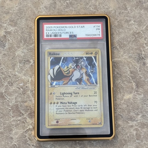 2005 Pokemon Raikou Star Gold Star 114/115 Unseen Forces Holo PSA 1