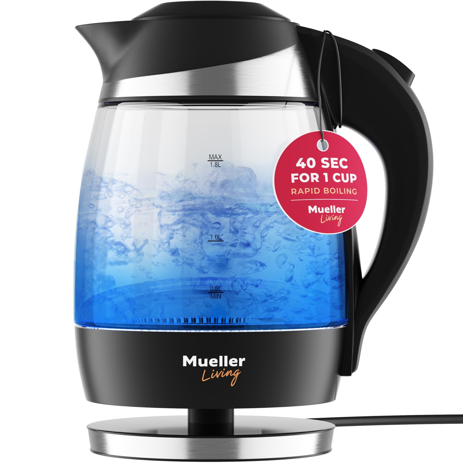 Mueller Living Electric Kettle Electric Tea Kettle for Boiling Water 1850W