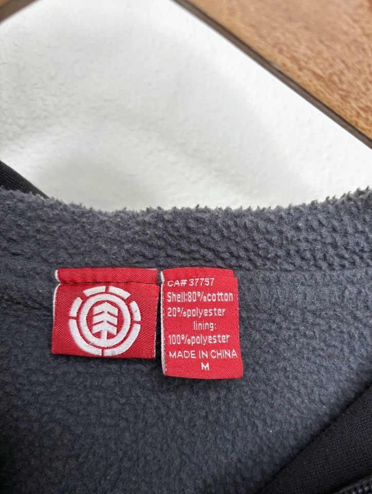 Sudadera con Capucha Patinador Vintage Element Grunge Suelta Y2K Cremallera Roja Negra - M Foto 3 de 4