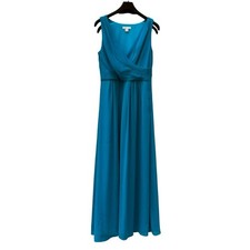Coldwater Creek Chiffon Textured Maxi Floor Length Teal Event Formal Dress Sz 10