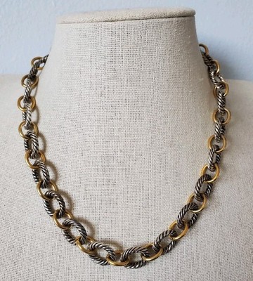 Premier Designs Sunday Brunch Two Tone Gold Silver Rope Link Necklace