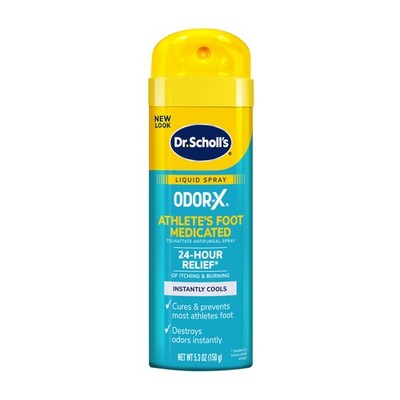 Dr. Scholls ODOR-X ATHLETES FOOT MEDICATED LIQUID SPRAY, 5.3 oz // 24-Hour