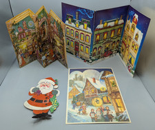 LOT 4 VINTAGE CHRISTMAS EPHEMERA FLOCKED SANTA WESTERN GERMANY ADVENT CALENDARS