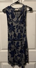 ann taylor loft dress small petite gray and blue 