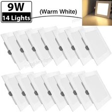 14 Pack 9W LED Recessed Ceiling Panel Down Lights Bulb Slim Lamp Fixture 3000K