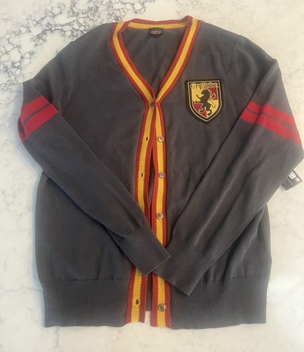 New Harry Potter Cardigan Knit Sweater Women Medium Crest Gryffindor Wizarding - Picture 1 of 5