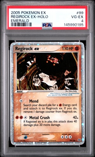 2005 POKEMON EX EMERALD #99 REGIROCK EX-HOLO PSA 4