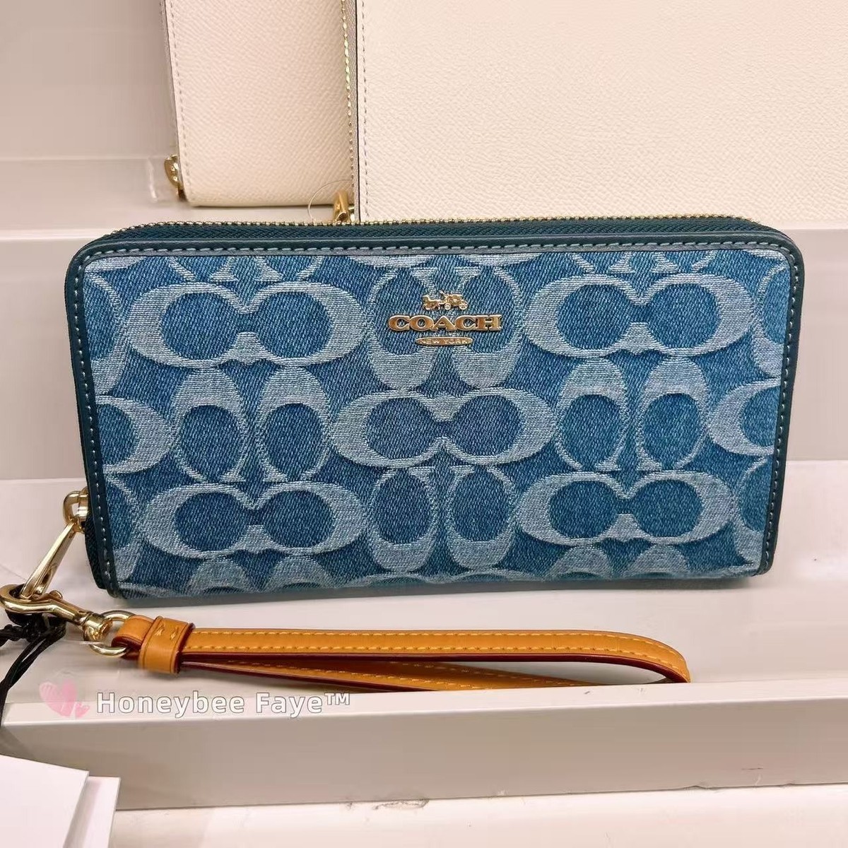 NWT Coach Long Zip Around Wallet Signature denim CH369/CDE93/CW778