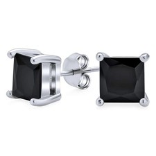 4ct Princess Simulated Black Onyx Silver Made...