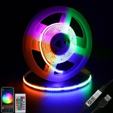Dephen USB COB RGB LED Strip Light 4.9ft High Density 5V TV Backlight