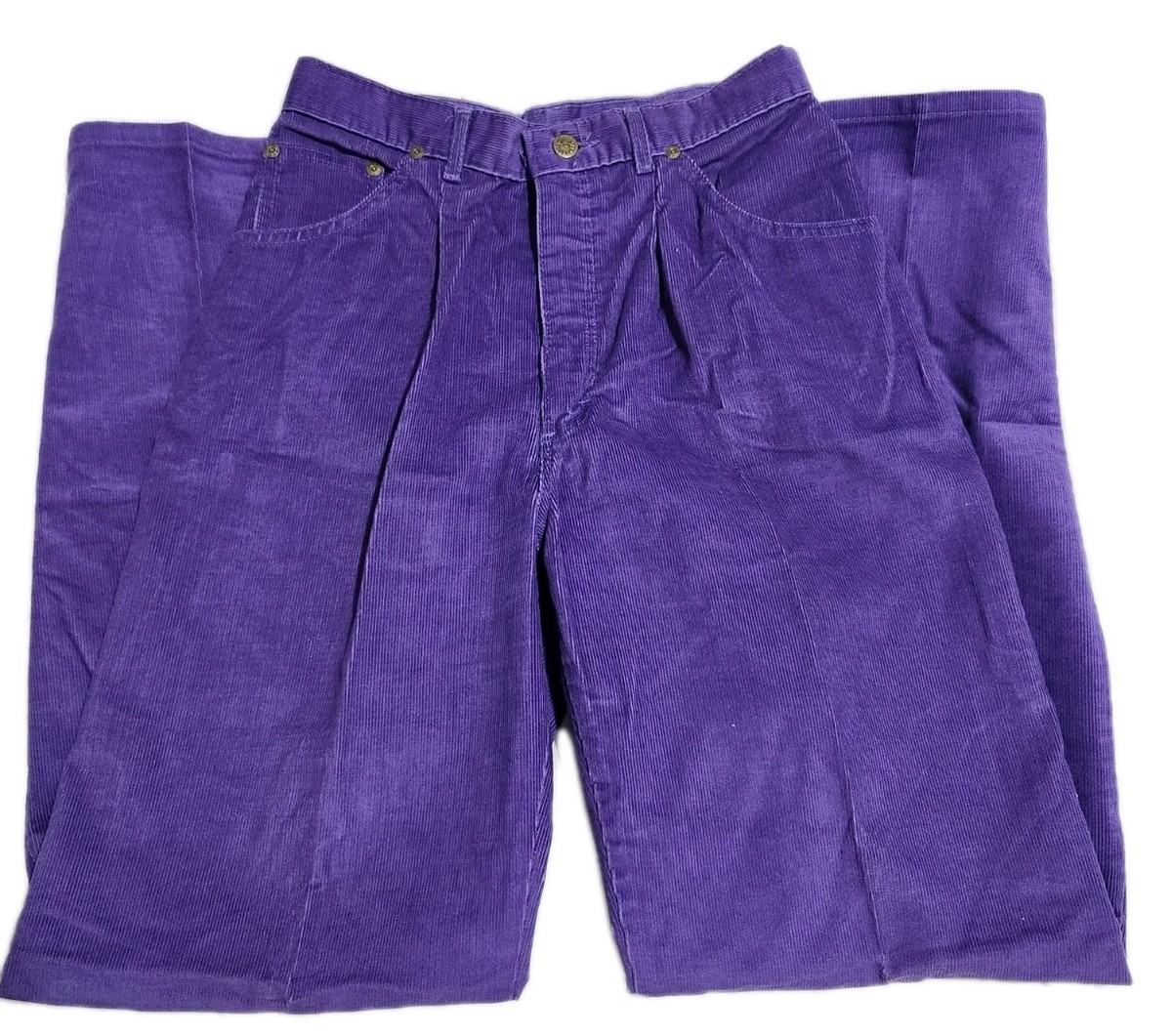 Vintage 80s Lee Pants Womens 11 28X32 Purple Corduroy USA Made 