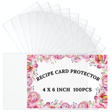 Freude 4x6 Recipe Cards Protector Sleeves - 100Pcs Thick Clear Plastic Sleeve...