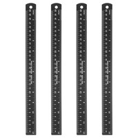 4 StüCk Gerade Lineale 30Cm Metrisch Sae Aluminium Lineale Mit Loch Schwarz