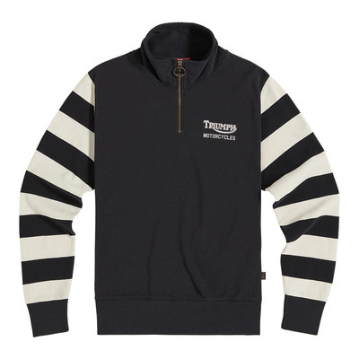 Triumph Motorcycles Herren Trophy Viertelreißverschluss Sweatshirt Jet Black Bone Medium bis XXL