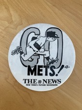 New York Mets Vintage The News GO Mets Button Pin Baseball Memorabilia 3.5”