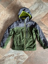 LL Bean Boys Winter Snow Ski Jacket Hooded Green and Gray Size 6x/7