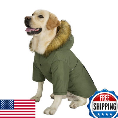 Large Dog Down Jacket Hoodie Coat - Reflective, Waterproof, Warm Winter Clothes