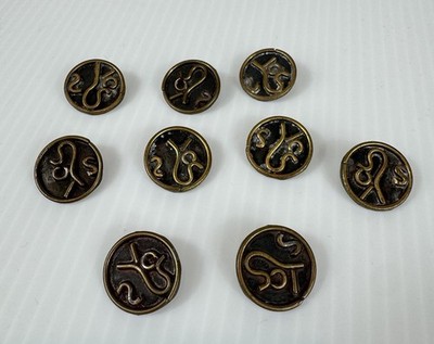 VTG Mexican Handmade Copper & Brass Shank Buttons Set Of 9 - Artisan Crafted