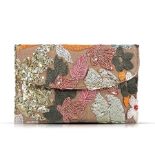 Envelope Package, Clutch Purses for Women, Sequin Embroidered Flowers Straw B...
