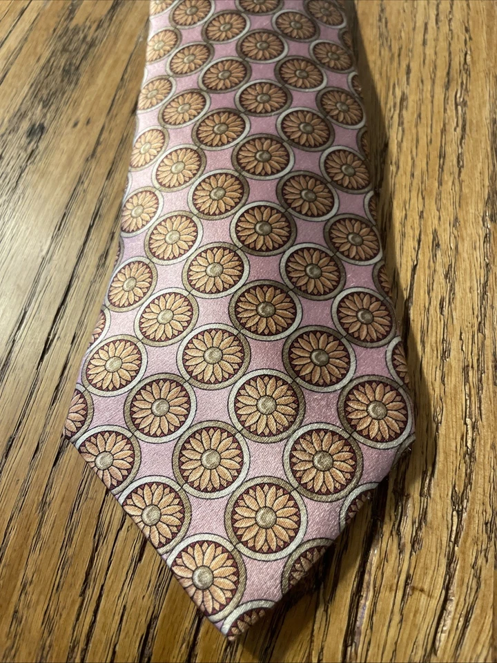 二手状况完好 Ike Behar 厚丝绸缎面 Foulard 领带花卉美国手工定制领带 — 第 2/4 张图片