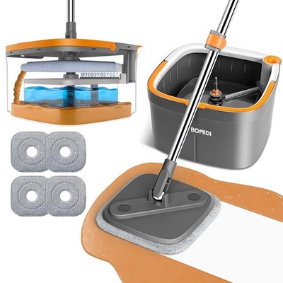 BOMIDI MOP AND BUCKET SET SPIN MOP WITH SEPARATE DIRTY WATER SYSTEM FLOORS