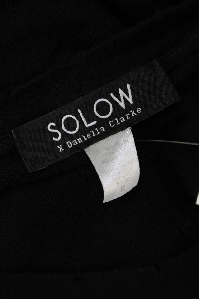 Solow Womens Long Sleeve Scoop Neck Knit Distressed Shirt Black Size Medium - Image 4 of 4