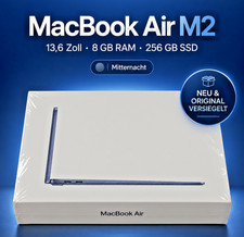 Apple MacBook Air 13,6 Zoll (256GB SSD, M2, 8GB) Laptop - Mitternacht - MLY33D/A