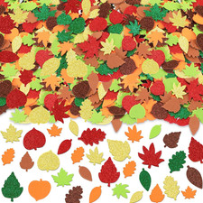 Fall Leaf Foam Stickers, 300 Pcs Autumn Glitter Maple Leaves for Crafts