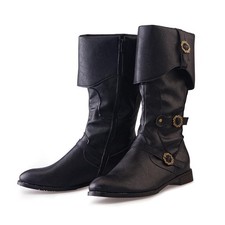 Men's Faux Leather Medieval Boots Viking Pirate Costume Boots Renaissance Fai...