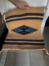 Vintage Southwestern Woven Wool Rug Wall Hanging Navajo Style 16x20 Fringe