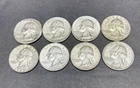 Washington Silver Quarters 90% Silver Lot Of 8 CONSTITUTIONAL SILVER COINS