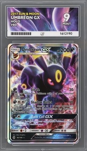 ACE 9 MINT - Umbreon Gx - Holo - Sun & Moon 80/149 - Low Pop - 2017 Pokemon TCG