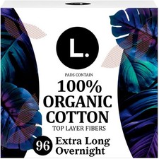 L. Ultra Thin Pads for Women, Overnight Absorbency, Organic Cotton