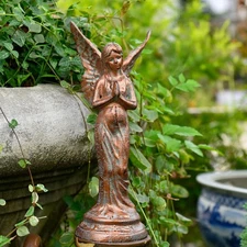 Sungmor Cast Iron Retro Archangel Statue Old Western Style Home Garden Sculpture