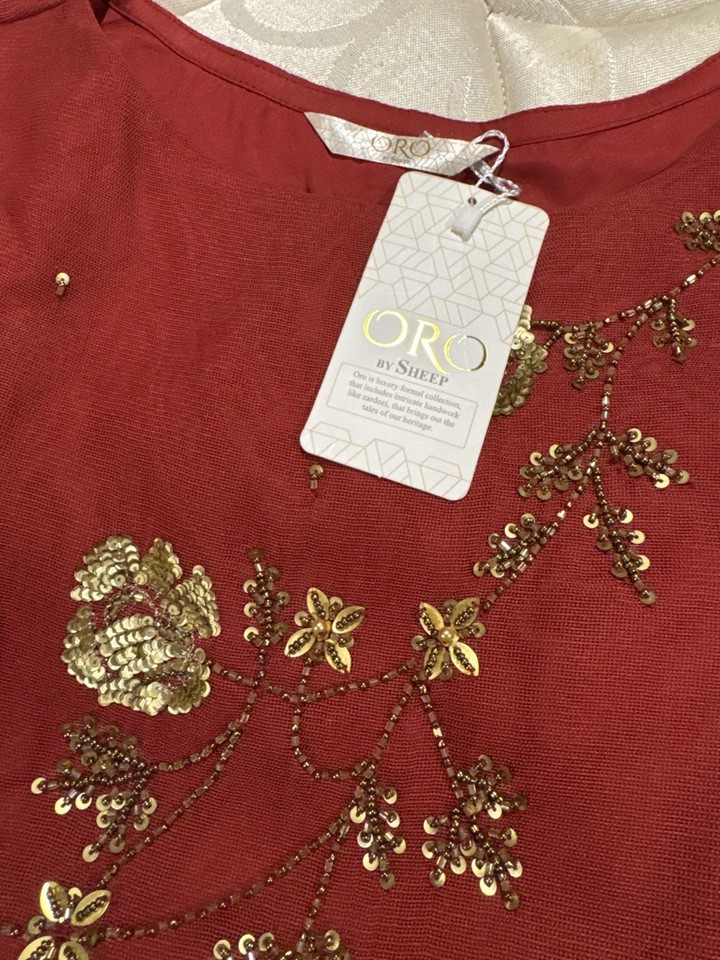 Pakistani Indian Designer Shalwar Kameez RedGold Sequin Tunic Dress Top pakistani-indian-designer-shalwar-kameez-redgold-sequin-tunic-dress-top